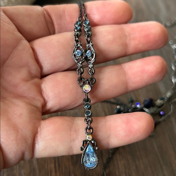 1928 brand necklaces blue & Purple Crystals gunmetal hardware - Picture 16 of 17